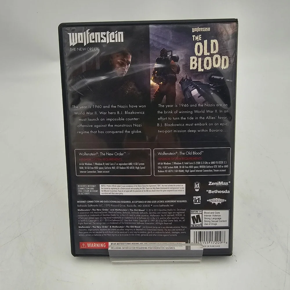 Wolfenstein The New Order and The Old Blood PC Game Bethesda 4 Disc Set